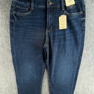 NWT St. Johns Bay Capri Jeans Mid Rise Women Size 12 Denim Dark Wash ACTL 34X20